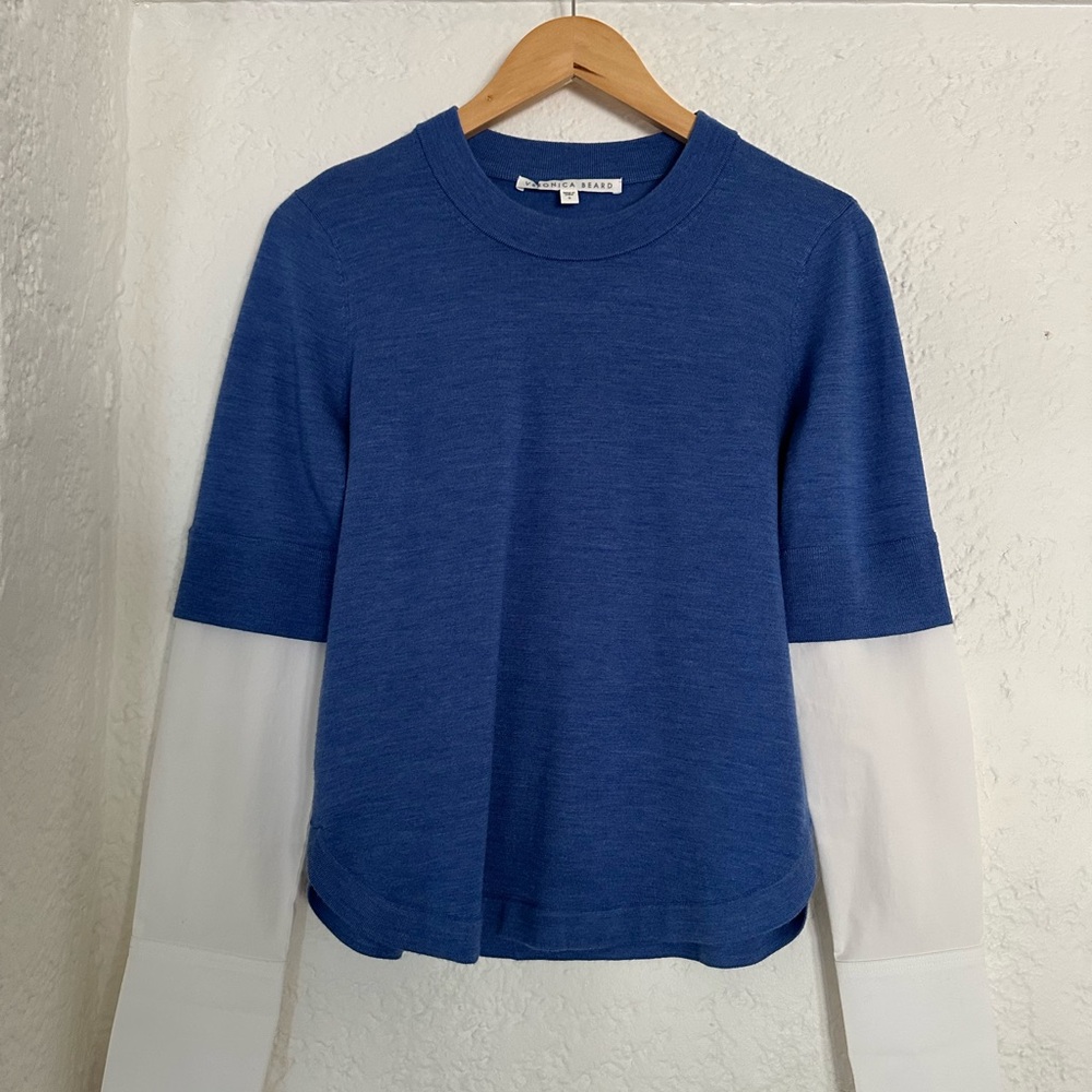 Veronica Beard Blue and White Layered Sweater